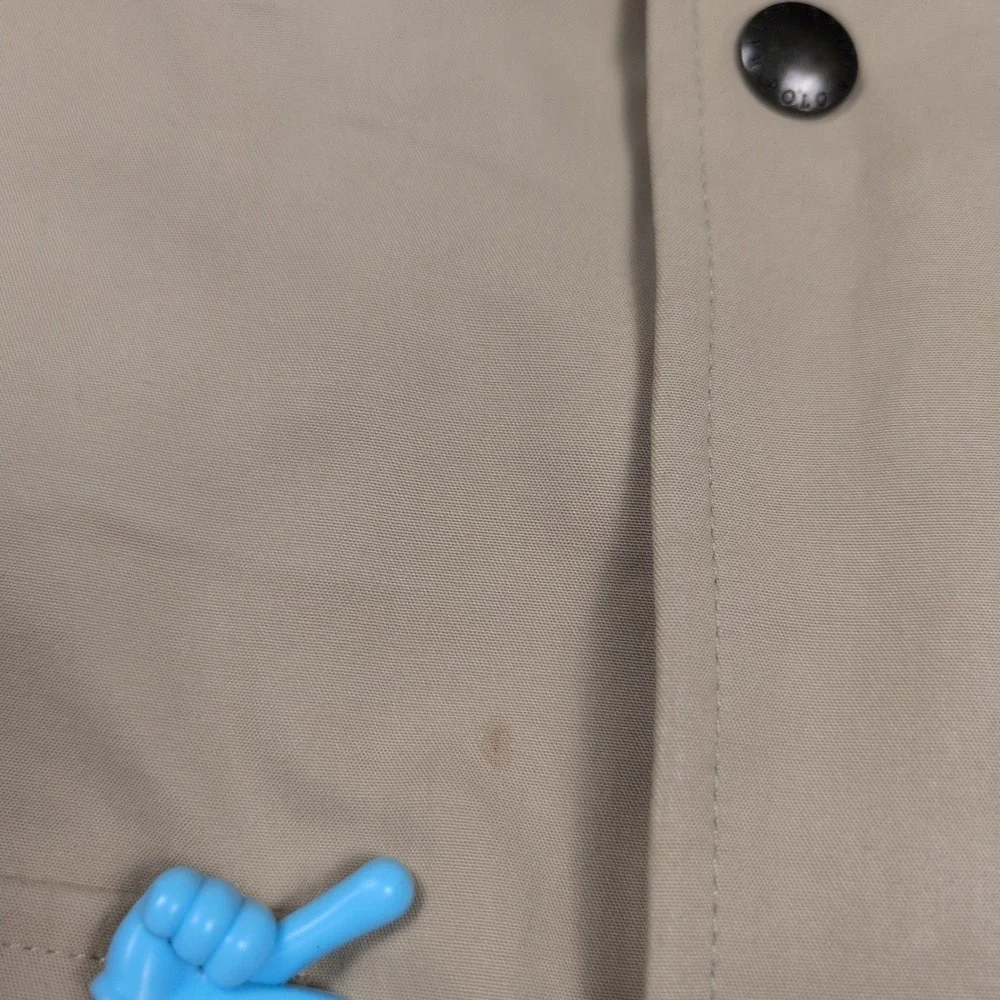 VTG Polo Ralph Lauren M FieldbJacket XL Tan Brown Leather Trim‎ Button Up Barn
